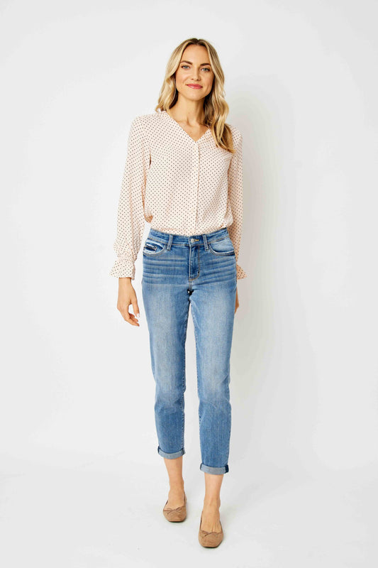 Judy Blue Mid Rise Cuff Jeans