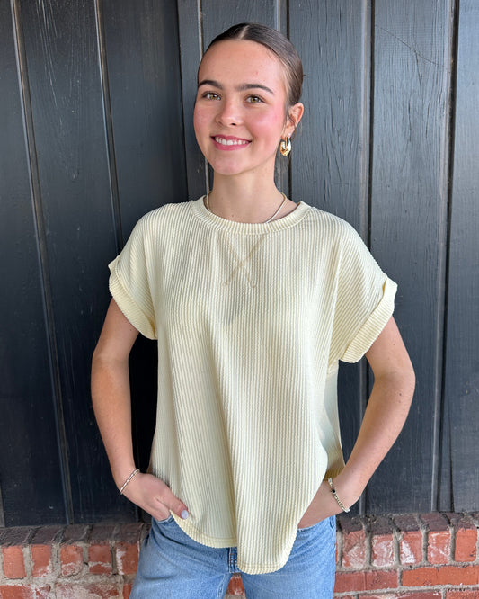 Soft Yellow Ribbed Tee