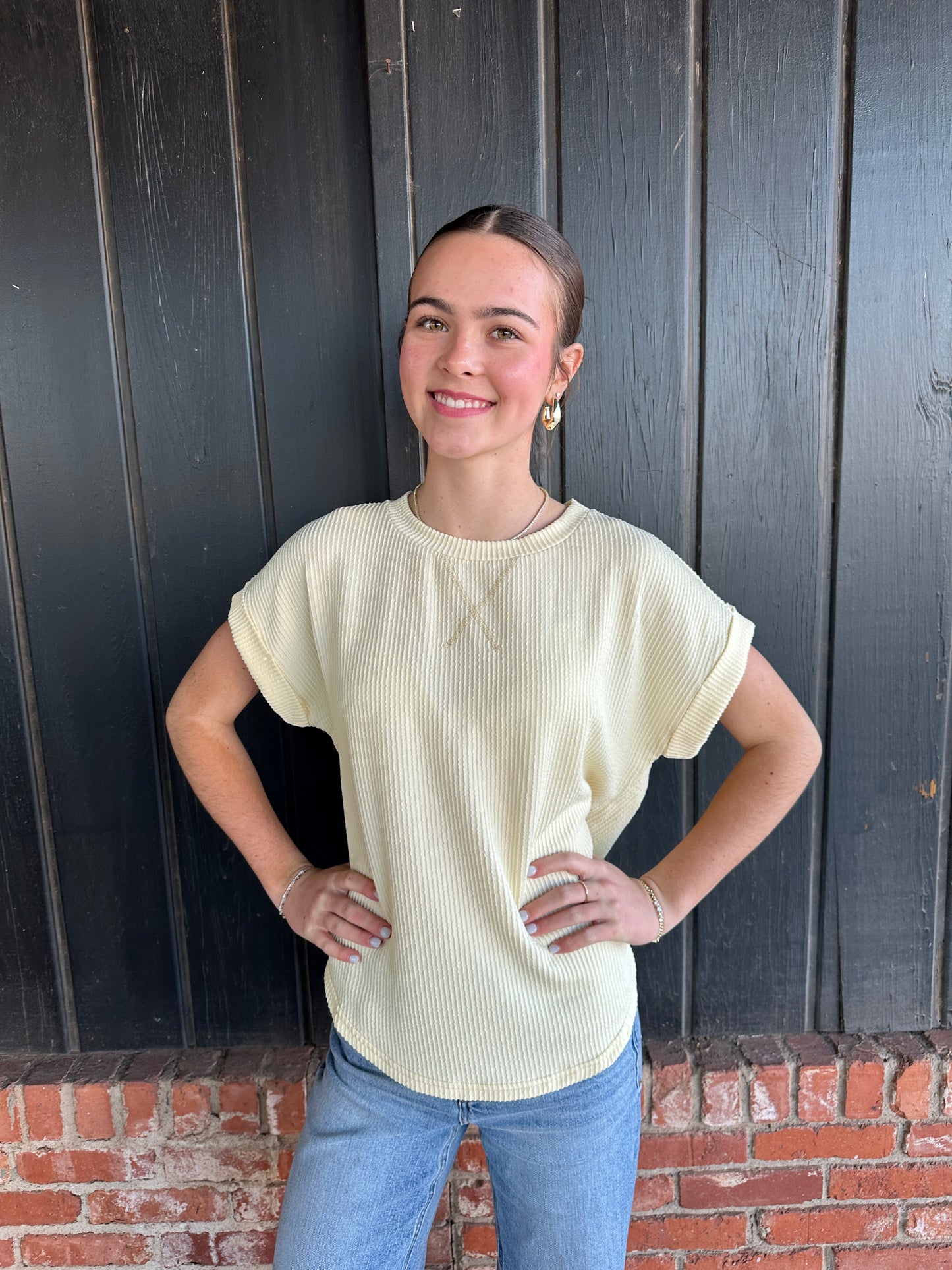Soft Yellow Ribbed Tee