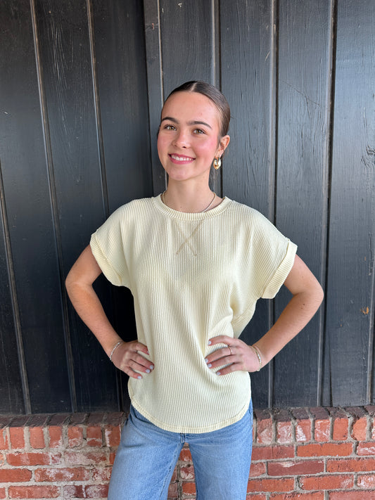 Soft Yellow Ribbed Tee