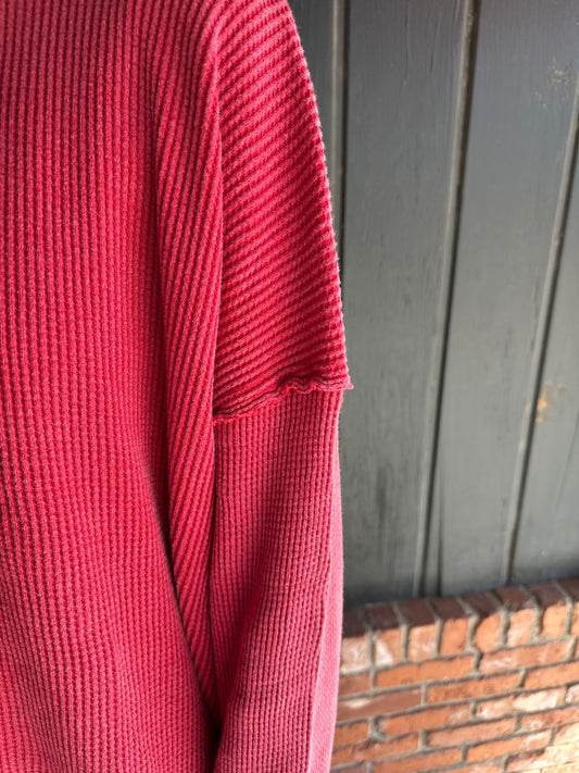 Red Waffle Knit Top