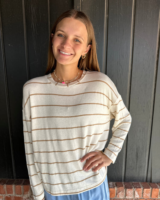 Cream Stripe lightweight Sweater top