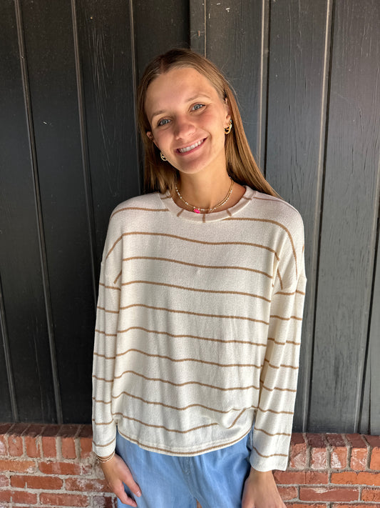 Cream Stripe lightweight Sweater top