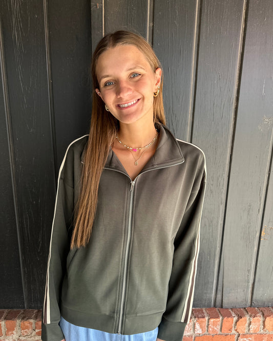 Green zip track jacket