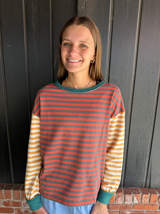 Rust French Terry Pullover Top