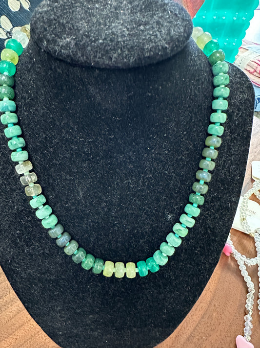 Green Glass Bead Necklace