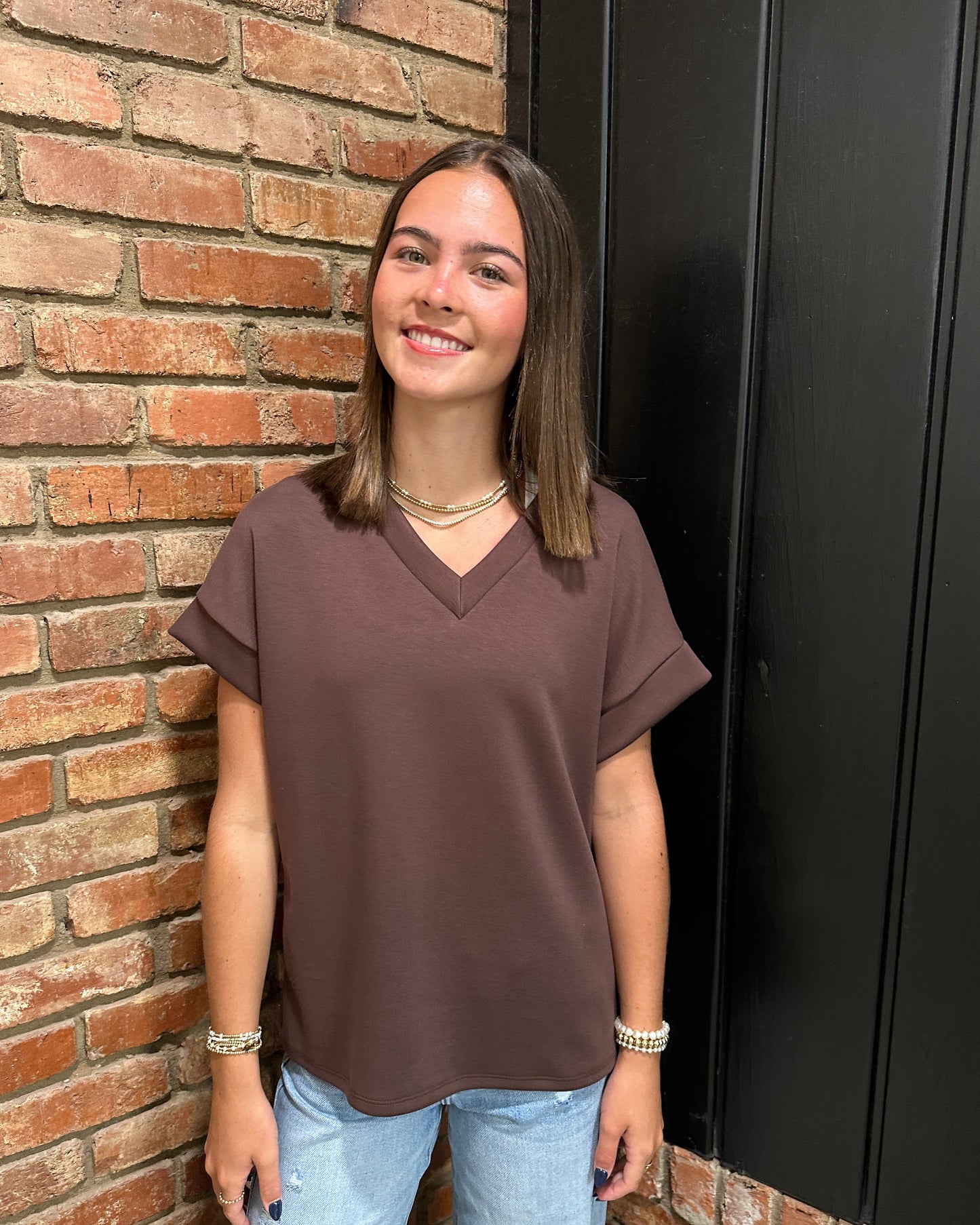 Chocolate Modal V Neck top