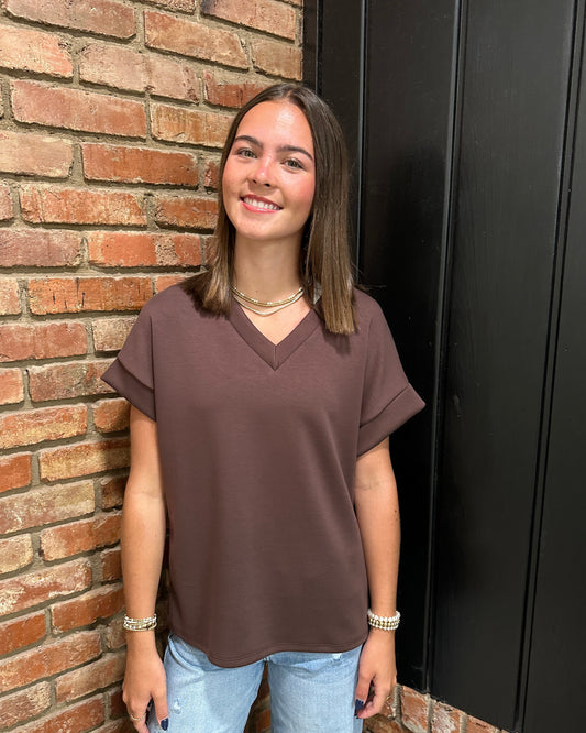 Chocolate Modal V Neck top