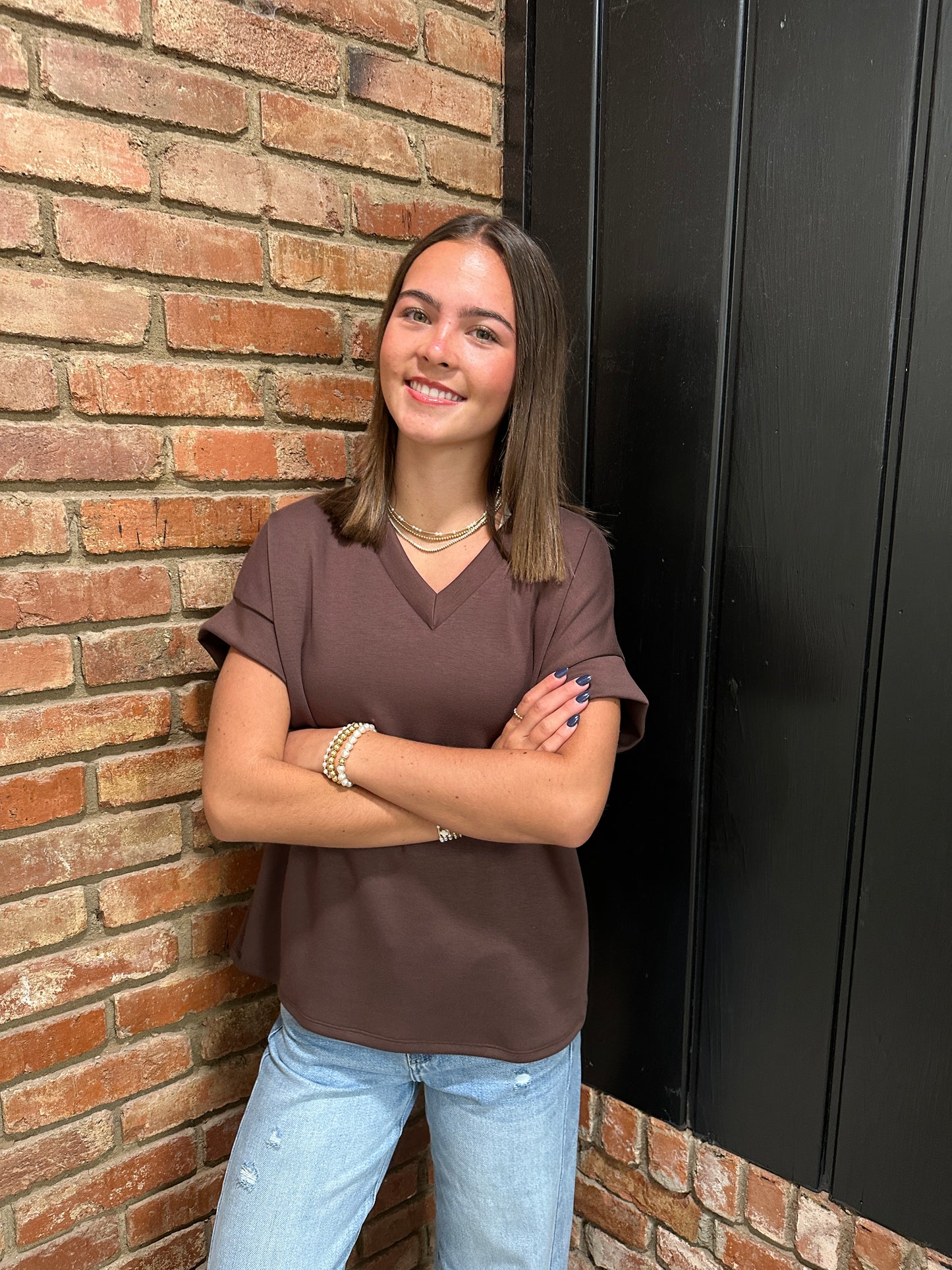 Chocolate Modal V Neck top
