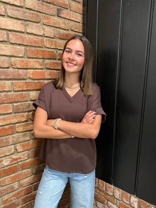 Chocolate Modal V Neck top