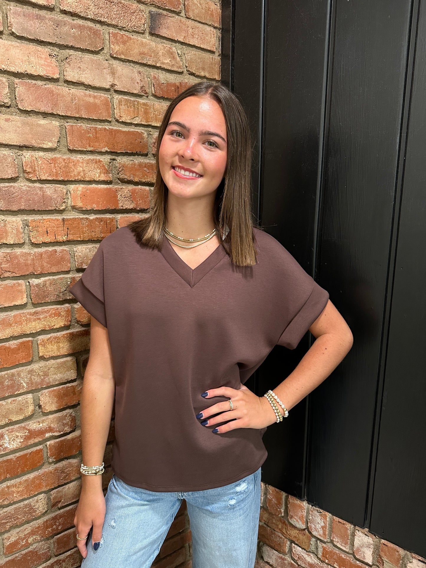 Chocolate Modal V Neck top