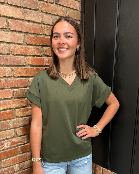Olive Modal V Neck Top