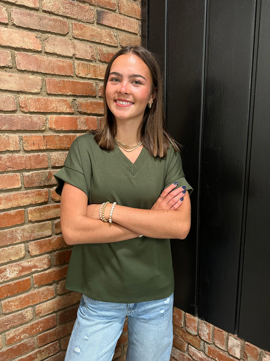 Olive Modal V Neck Top