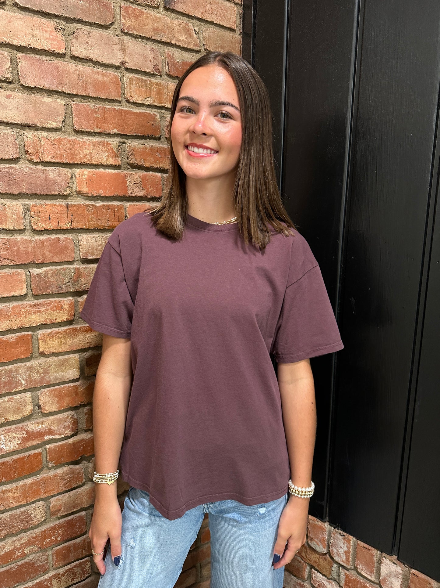 Cocoa Crew Neck Pigment Dye T-Shirt