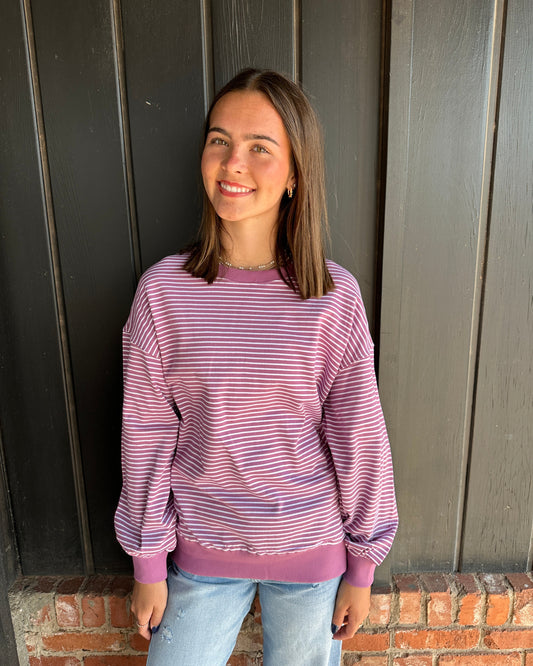 Mulberry Coastal Striped Crewneck Sweatshirt