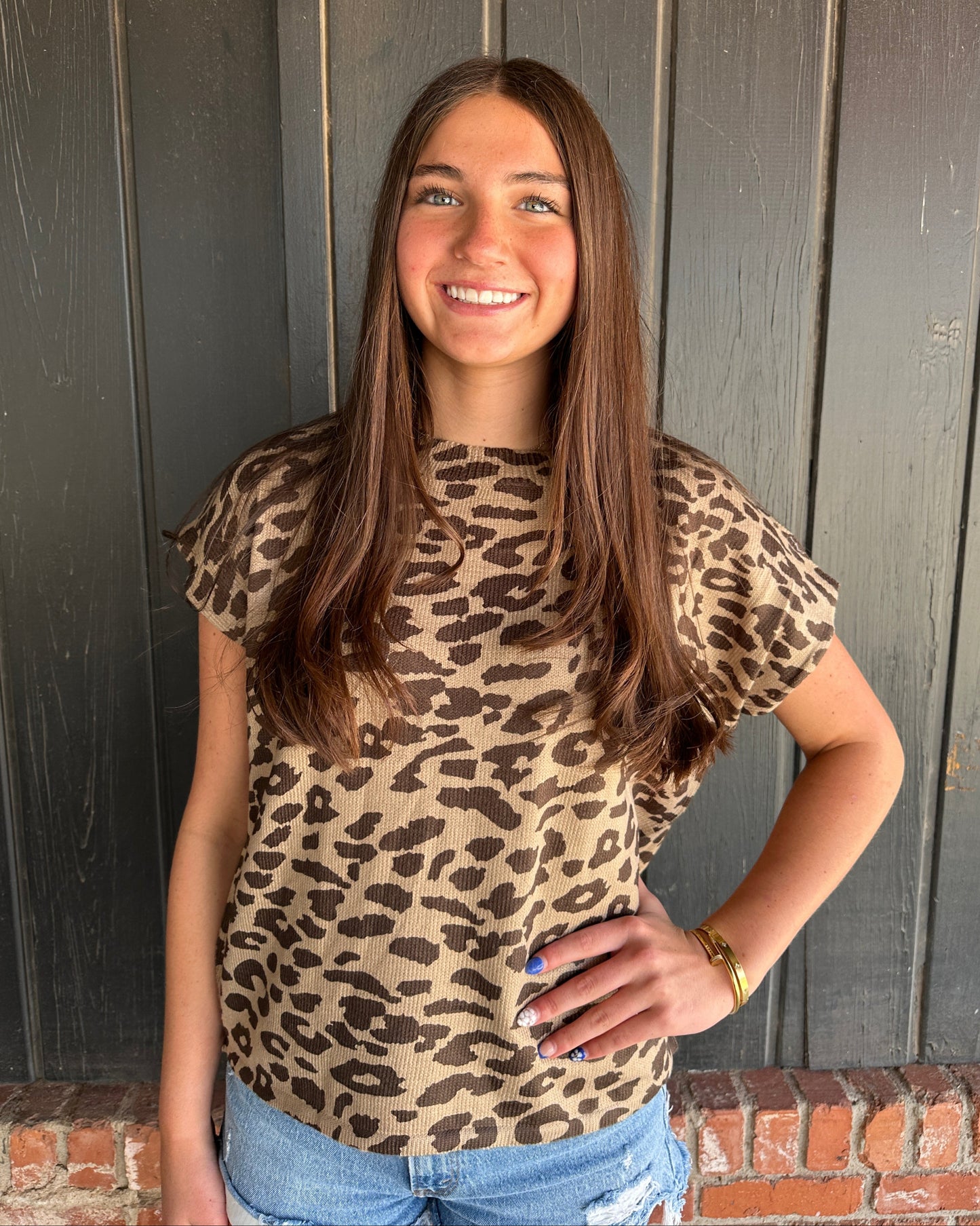 The Heather leopard print knit top