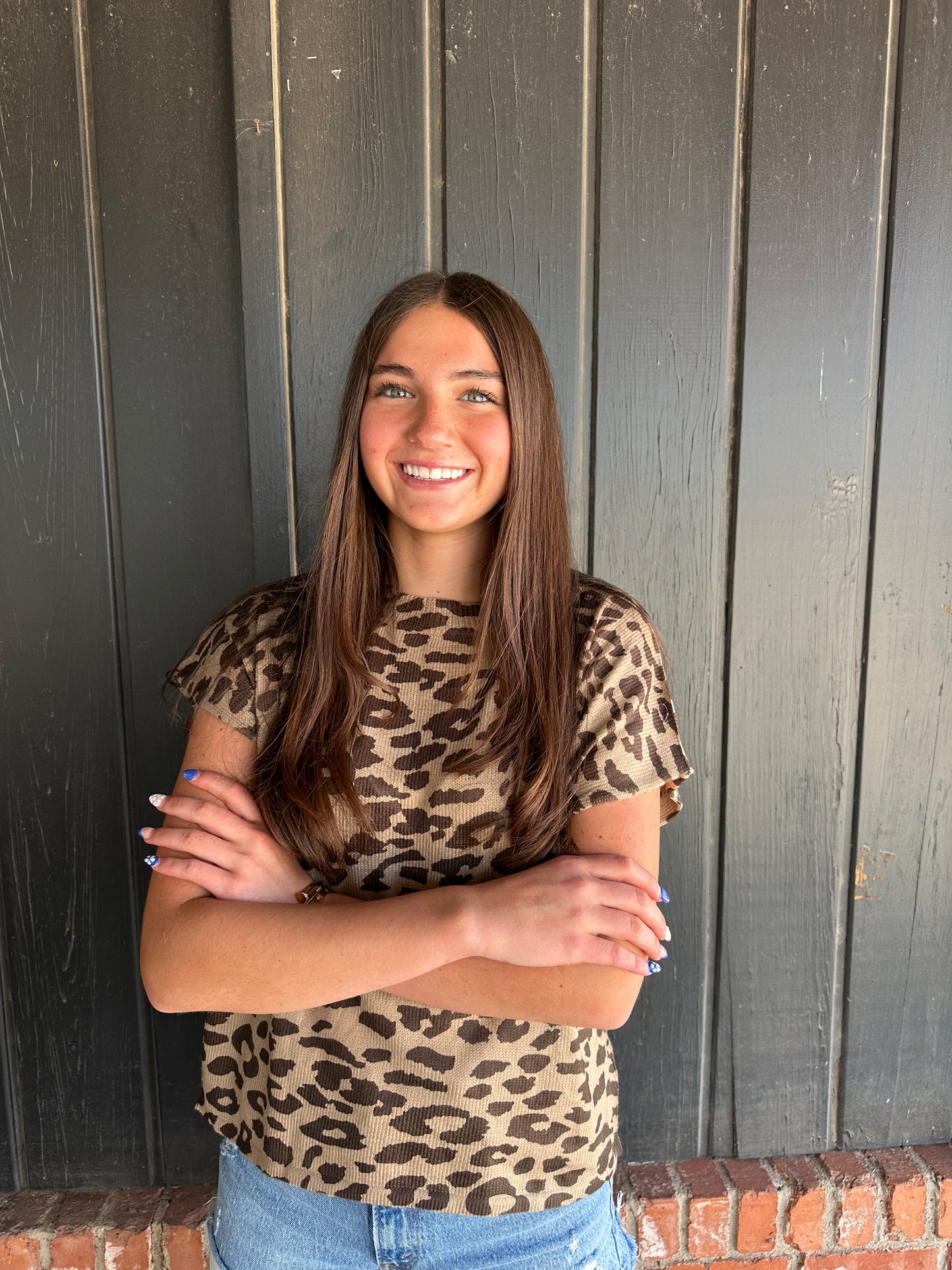 The Heather leopard print knit top