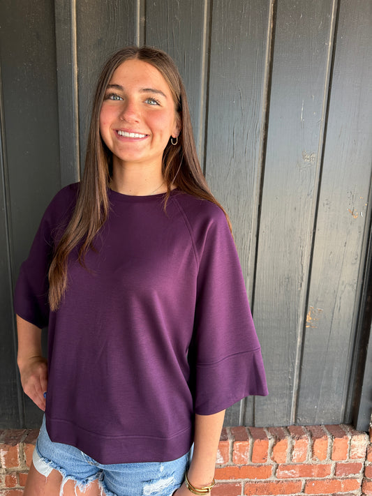 Plum Relaxed drop shoulder top