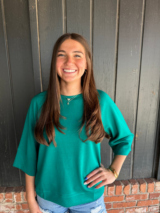 Teal Drop Shoulder Top