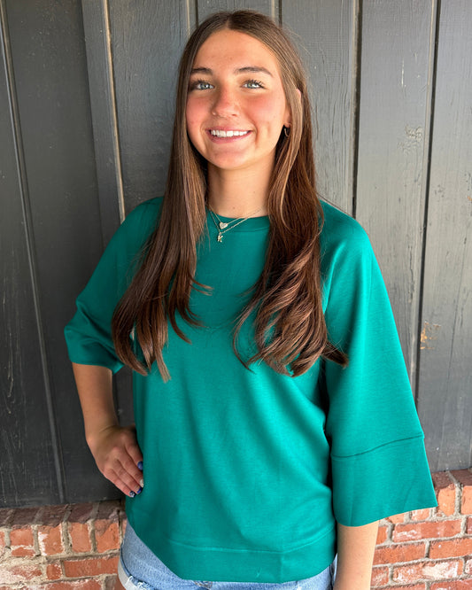 Teal Drop Shoulder Top