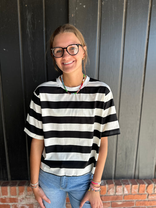 Black and White crew neck stripe tee