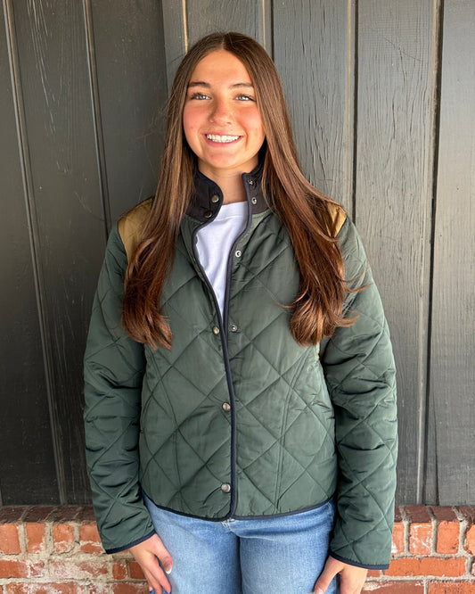 Green Color Blocked Padded Jacket