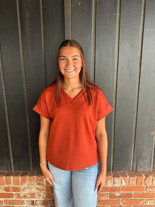 Rust Modal V neck top