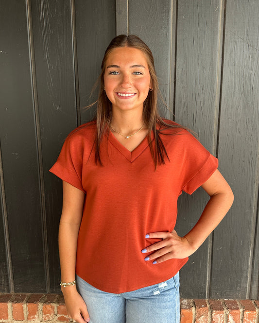 Rust Modal V neck top