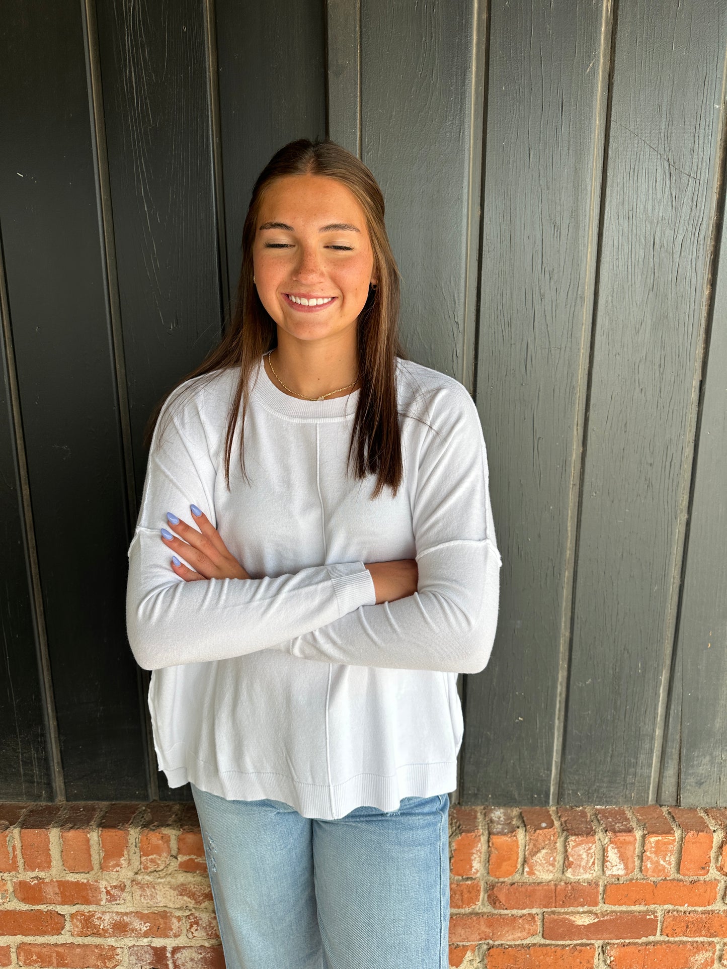 White lightweight sweater top