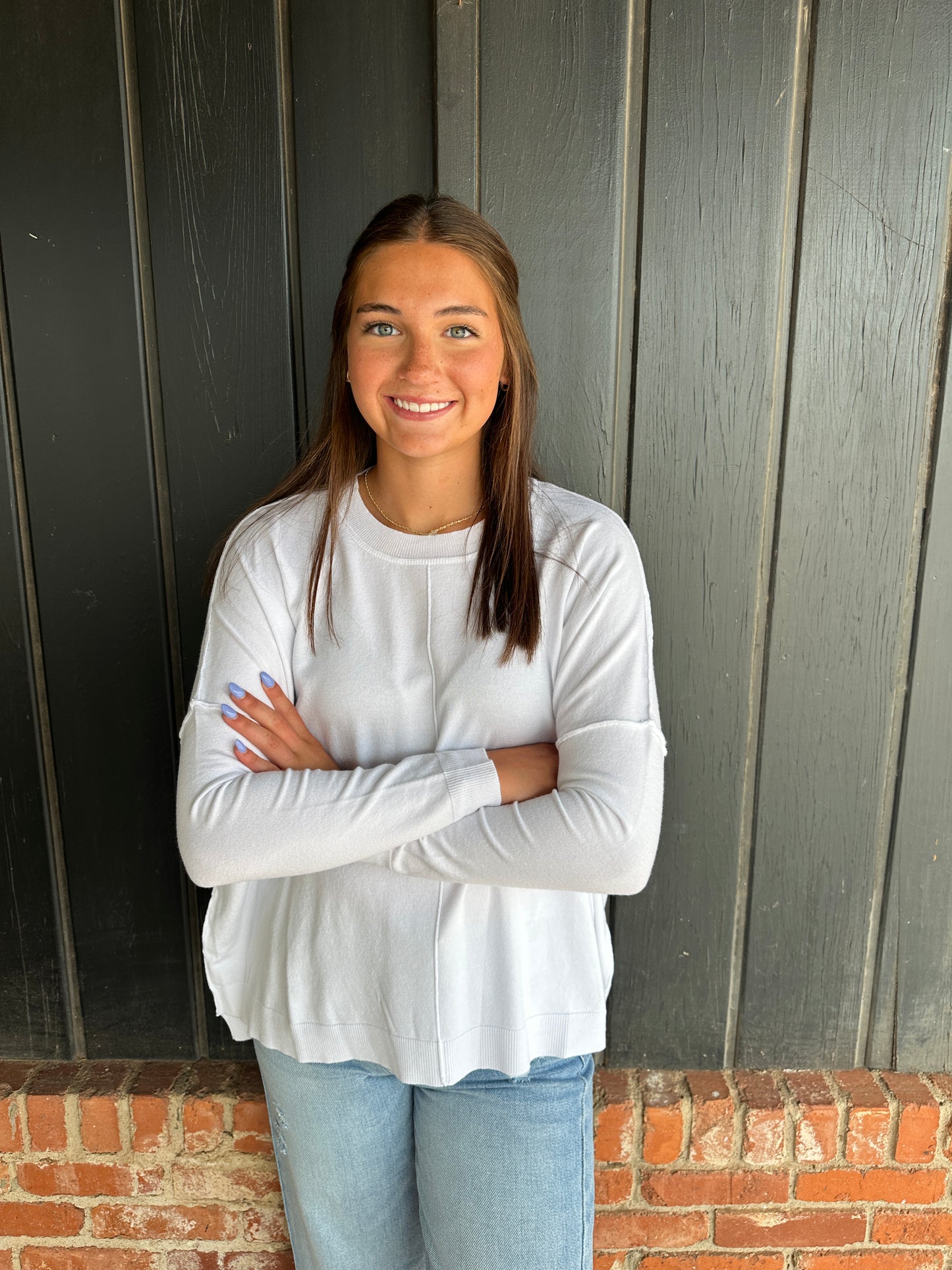 White lightweight sweater top