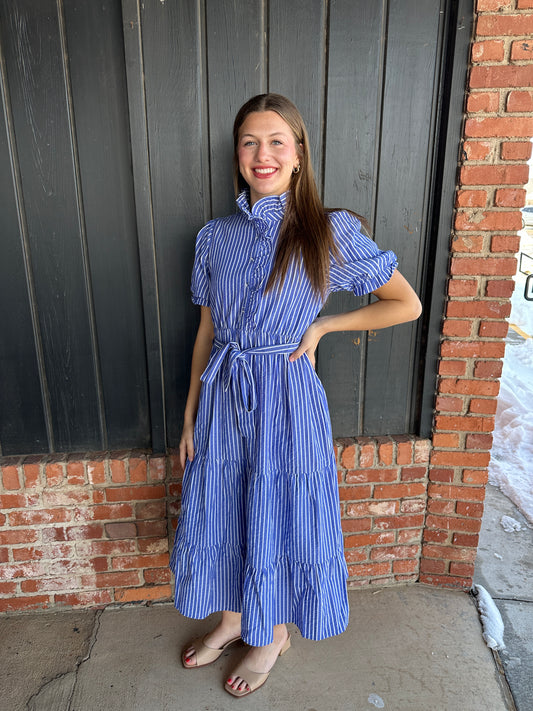 The Nora Striped Midi Stress