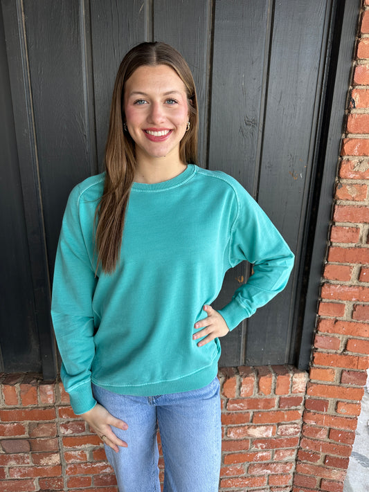 Turquoise French Pigment Pullover