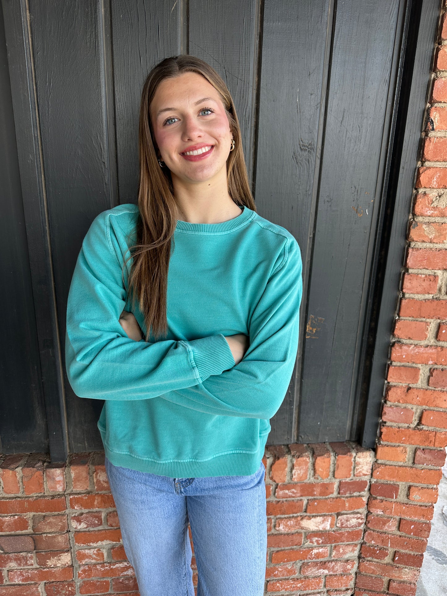 Turquoise French Pigment Pullover