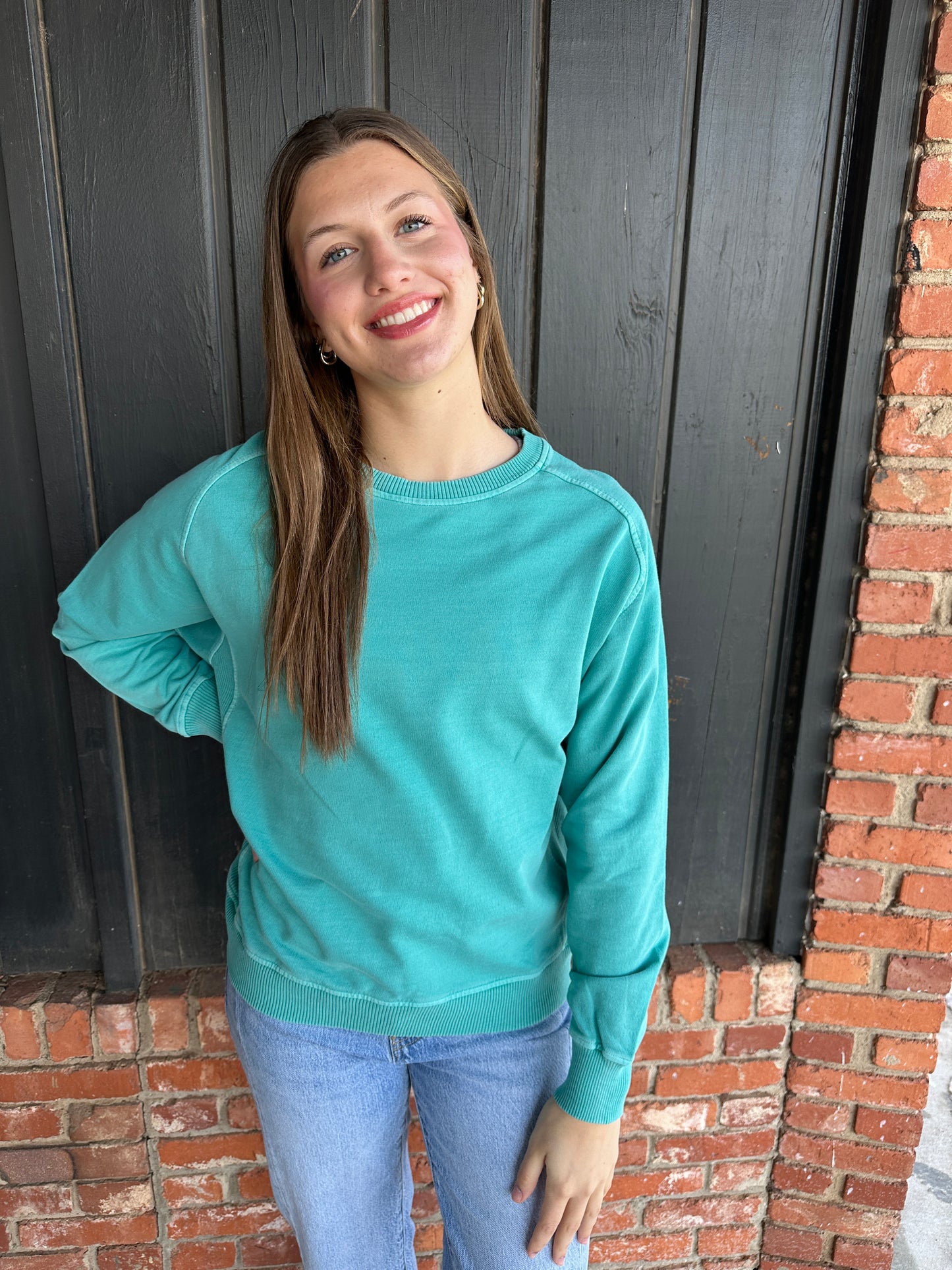 Turquoise French Pigment Pullover