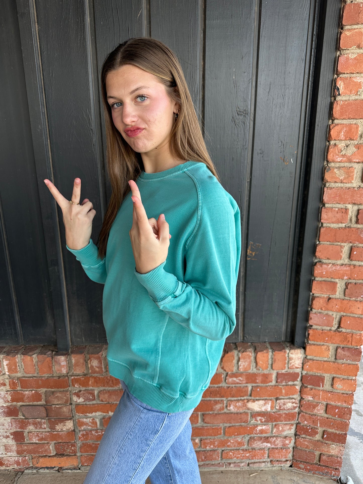 Turquoise French Pigment Pullover