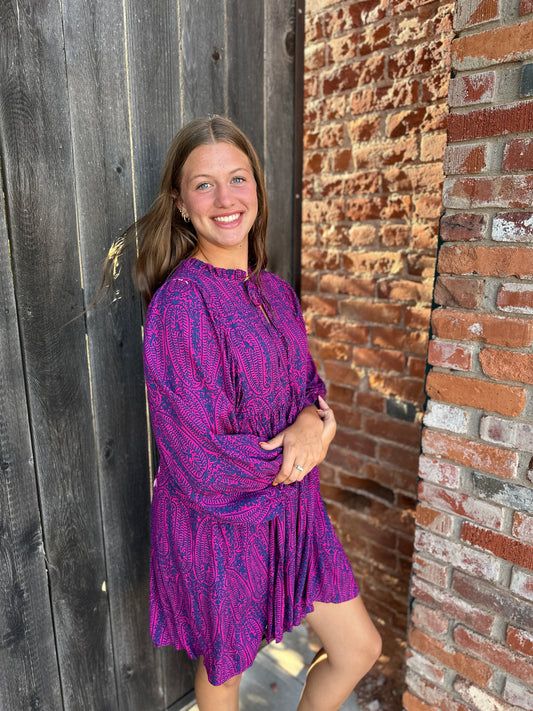 The Amy Fuchsia Print Dress