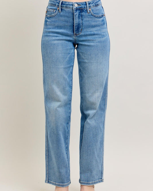 Judy Blue Mid Rise Tummy Control Straight Jeans