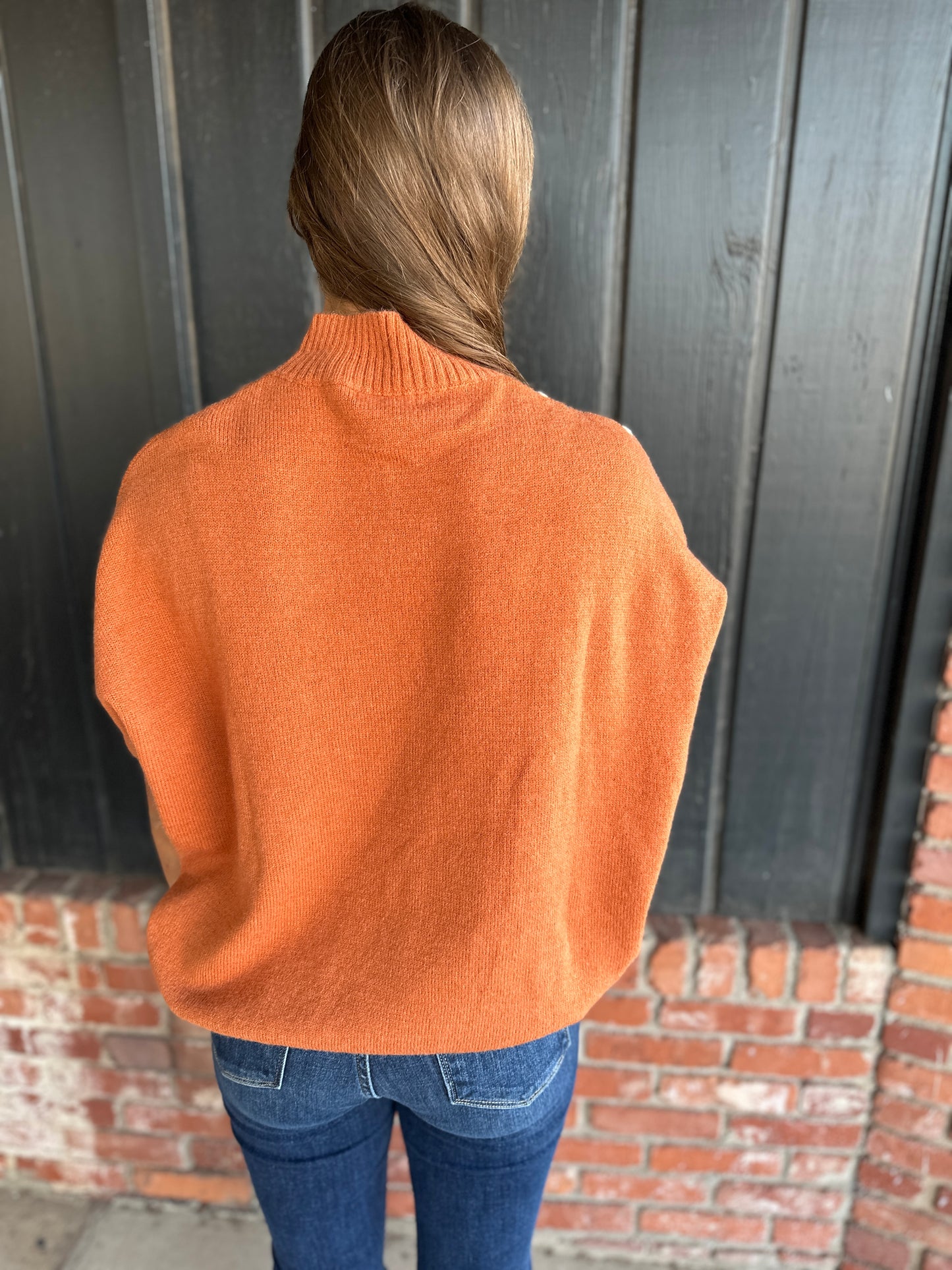 Rust Flower pattern knit sweater top