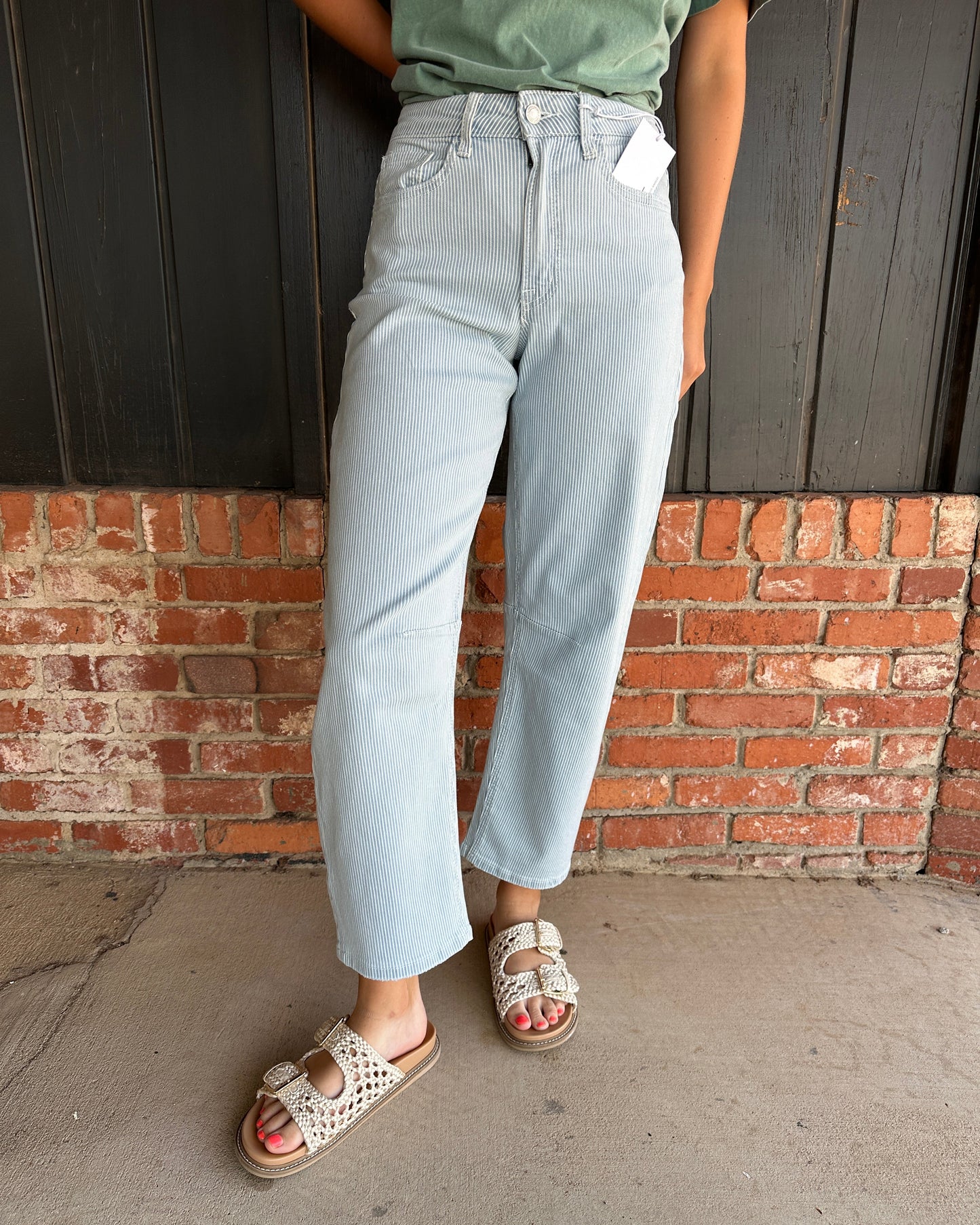 Vervet Striped Barrel Jeans