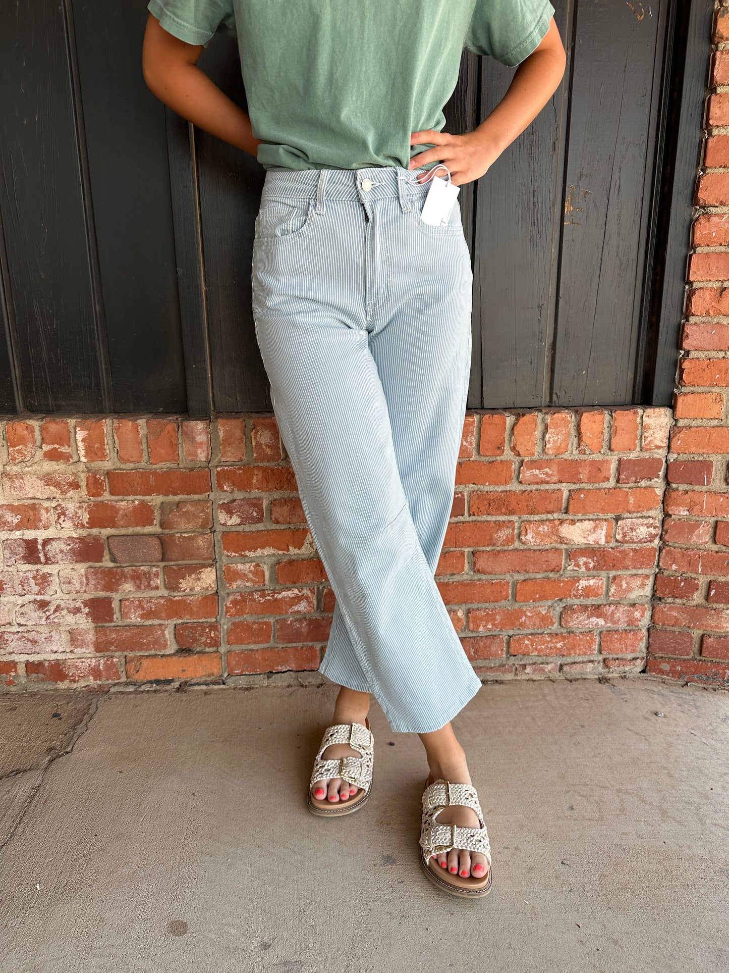 Vervet Striped Barrel Jeans