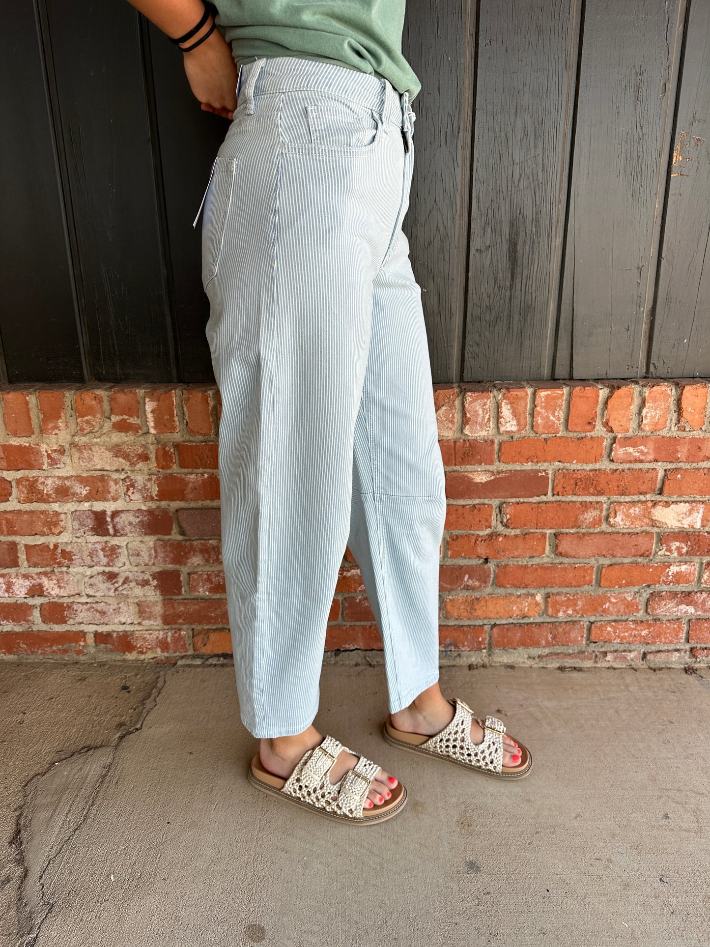 Vervet Striped Barrel Jeans