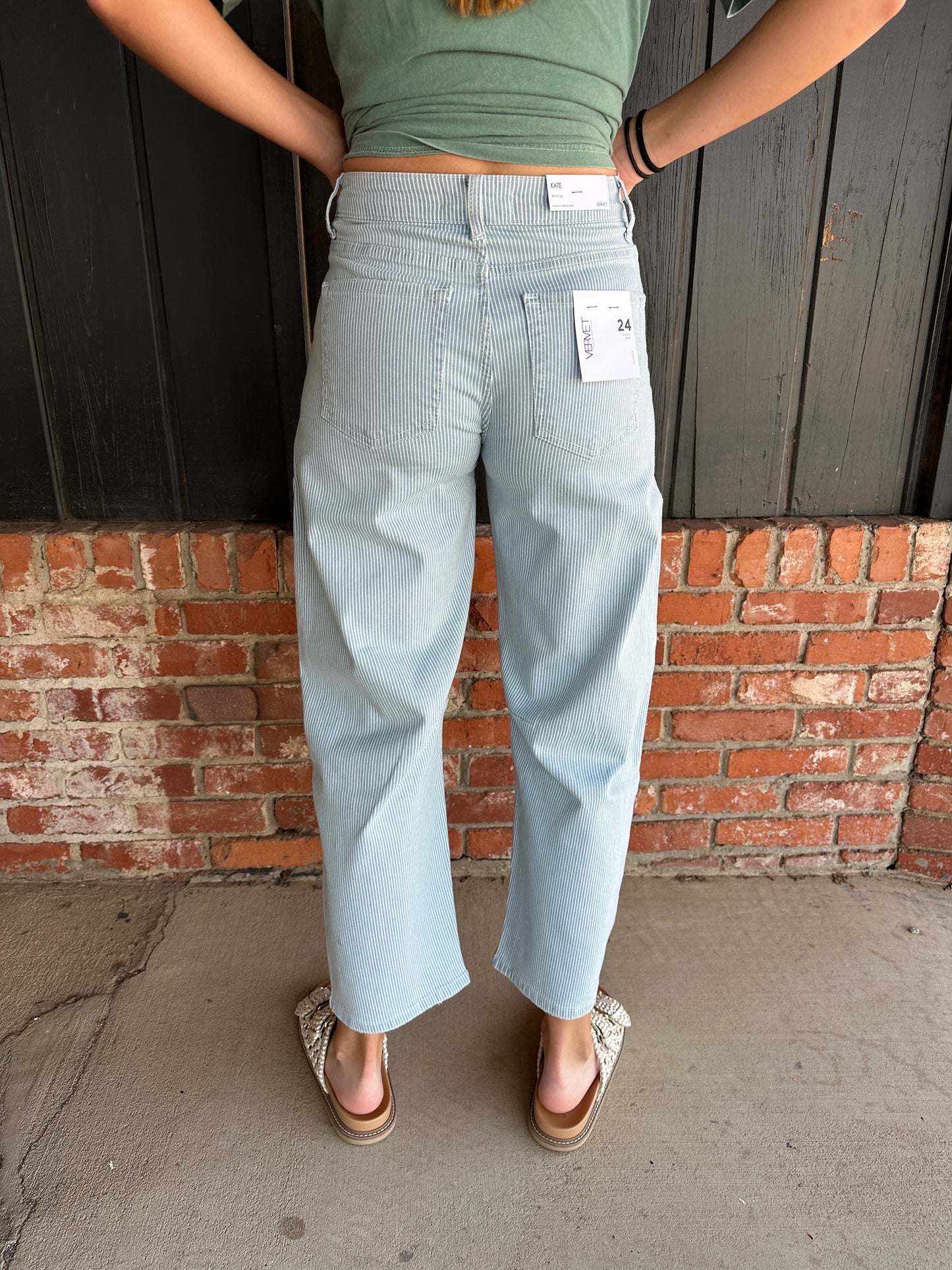 Vervet Striped Barrel Jeans