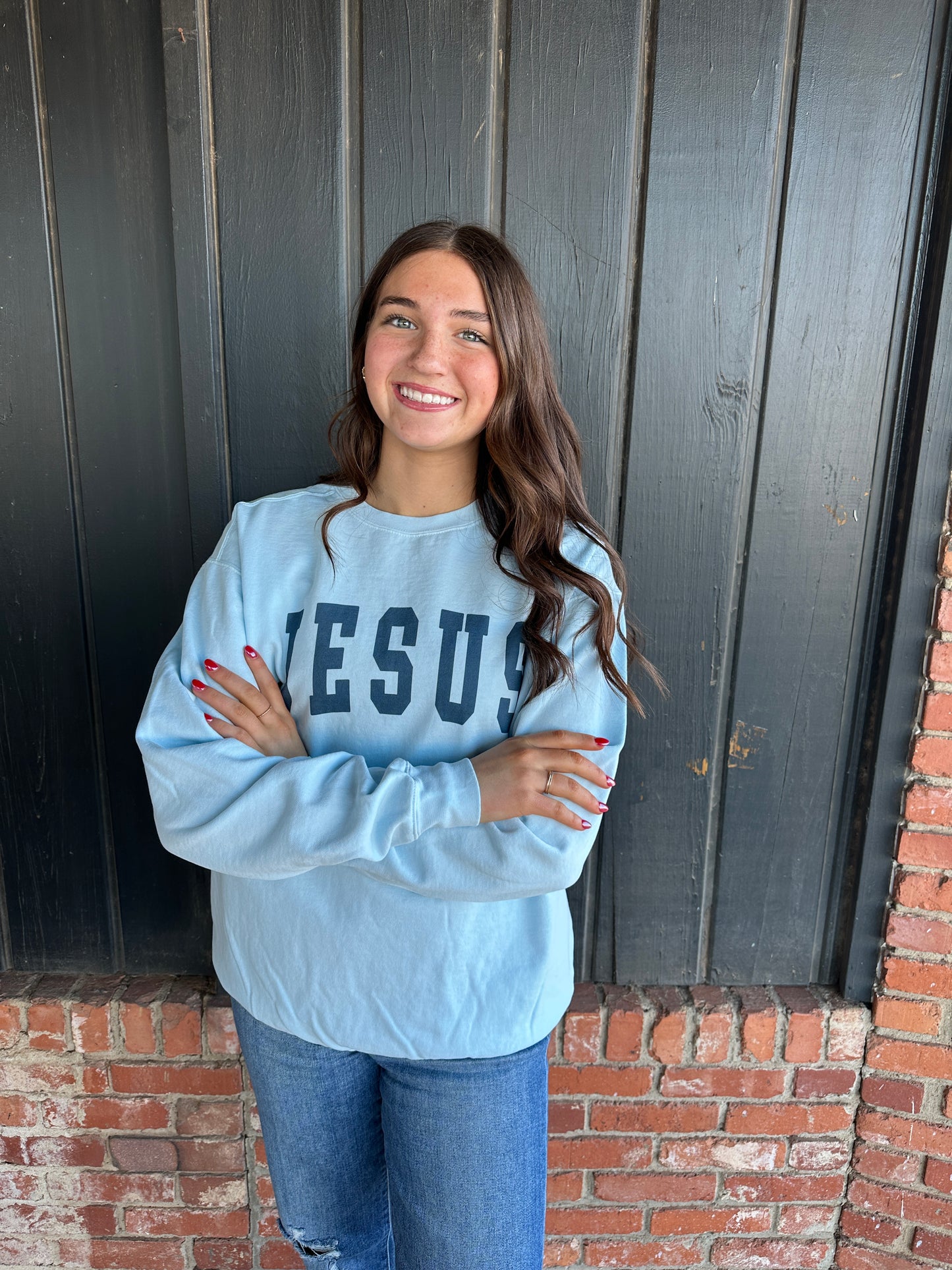 Jesus Collegiate Comfort Color Crew Sweatshirt