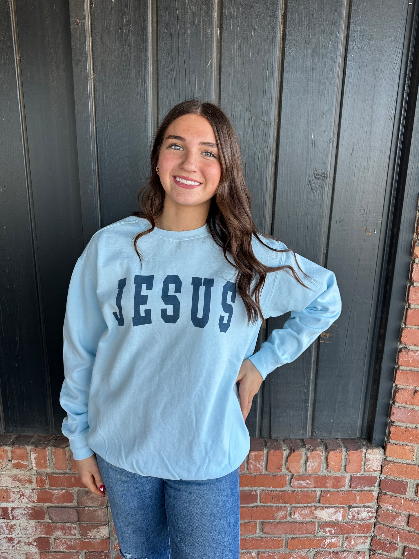 Jesus Collegiate Comfort Color Crew Sweatshirt