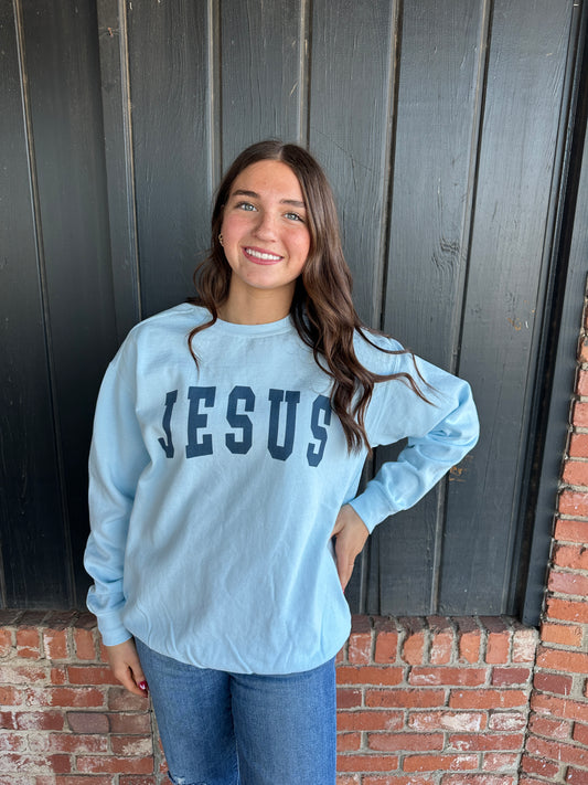 Jesus Collegiate Comfort Color Crew Sweatshirt