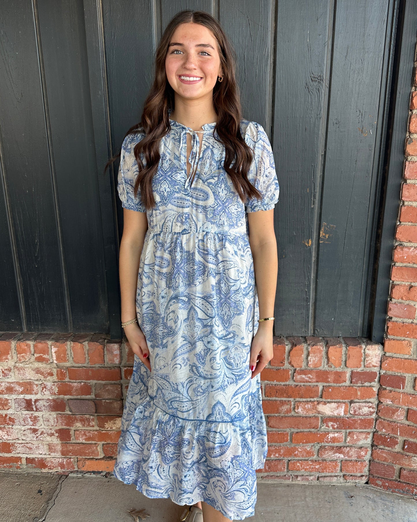 The Izzy Tiered Blue floral dress