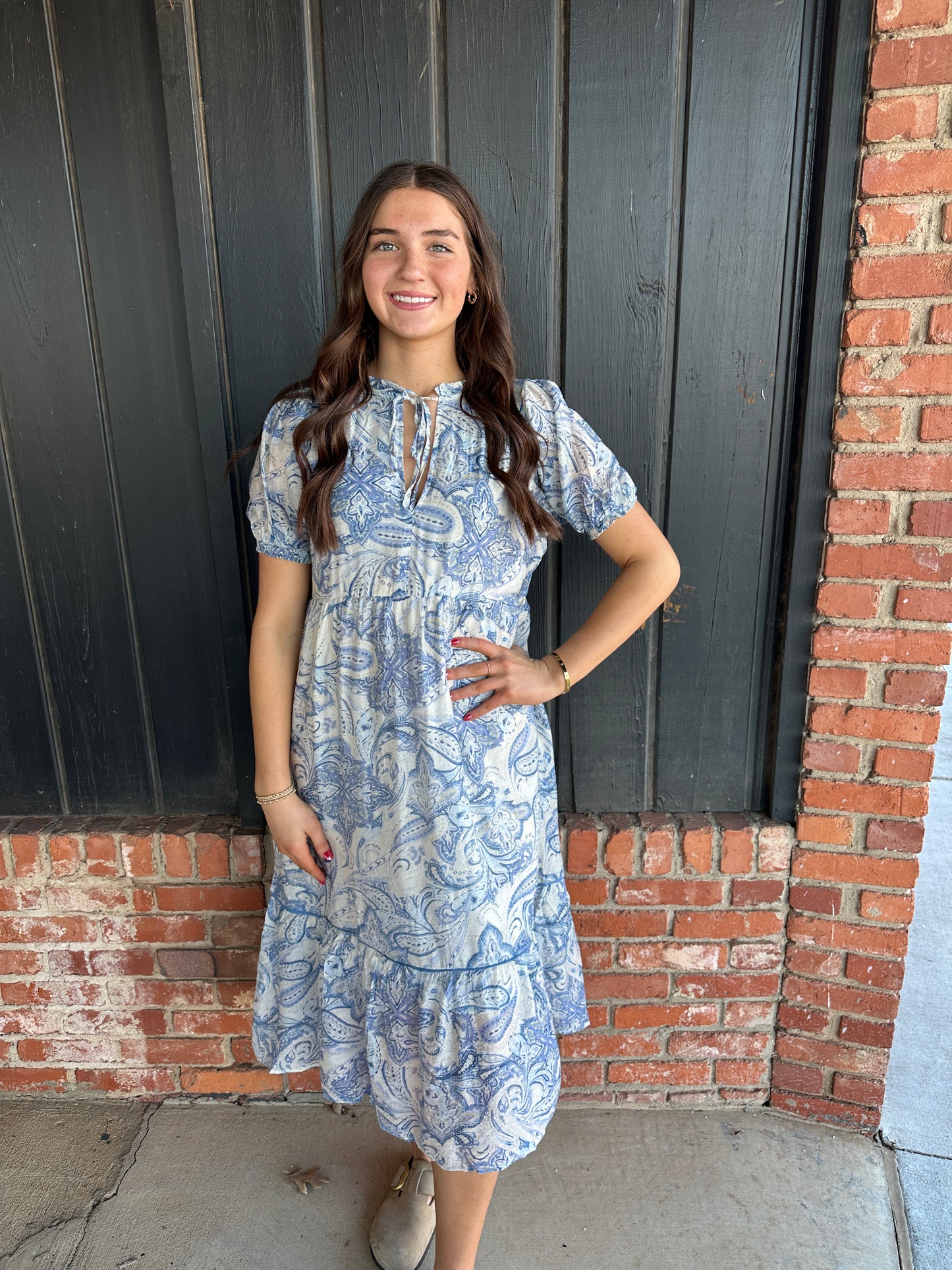 The Izzy Tiered Blue floral dress