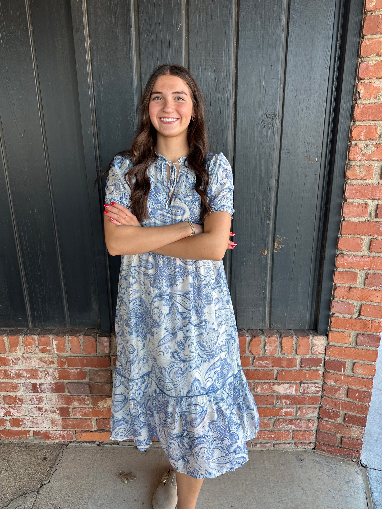 The Izzy Tiered Blue floral dress