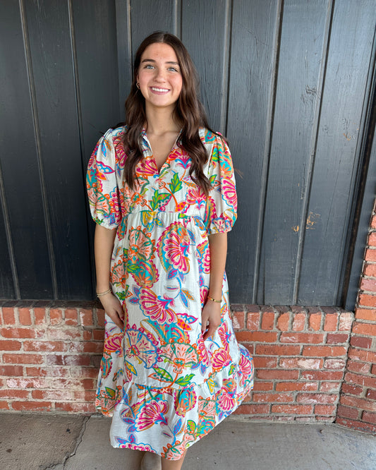 The Gianna Cream mix Paisley Print maxi dress