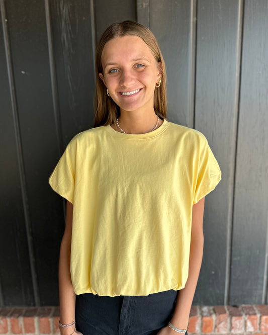 Lemon Bubble Hem Knit Top